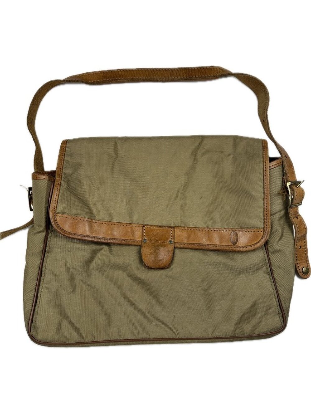Hartmann Messenger Laptop Ballistic Nylon Leather Briefcase Green 12”x14”